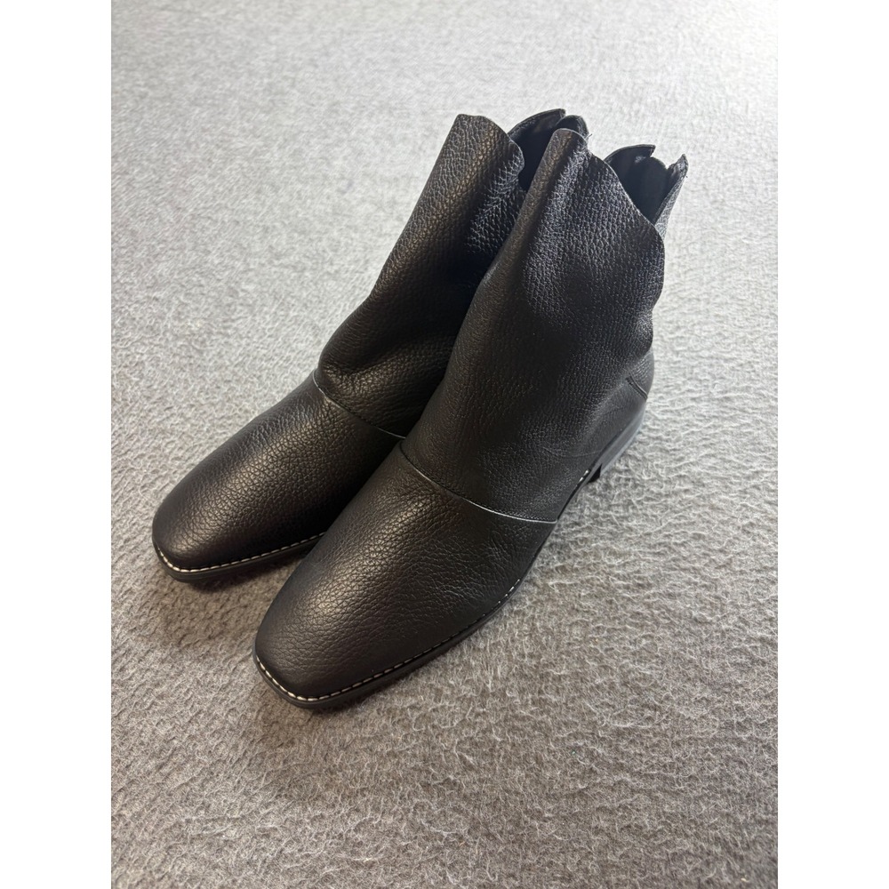 Golo Black Pebbled Leather Fold Over Ankle Boots Pointed Toe Made in Brazil 9